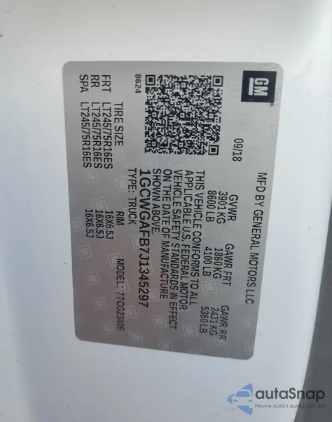 2018 Chevrolet Express G2500 из США, поврежденный, VIN 1GCWGAFB7J1345297